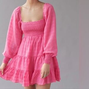 Pink Smocked Mini Dress